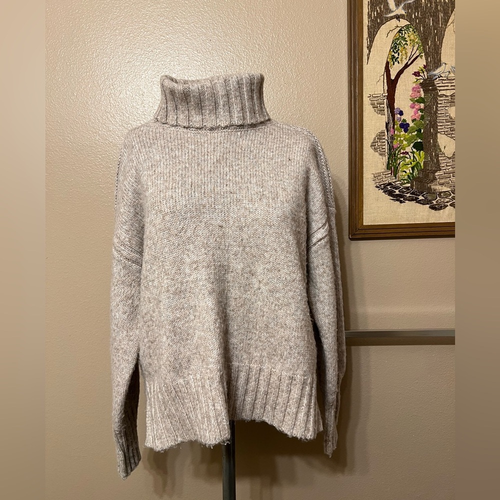 INDUSTRY cowel neck Cozy Knit Sweater in Light Heather Gray